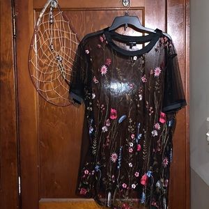 Sheer floral t-shirt dress